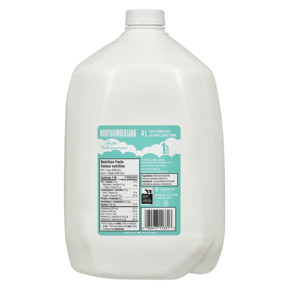 Northumberland Partly Skimmed Milk 1% M.F. 4L