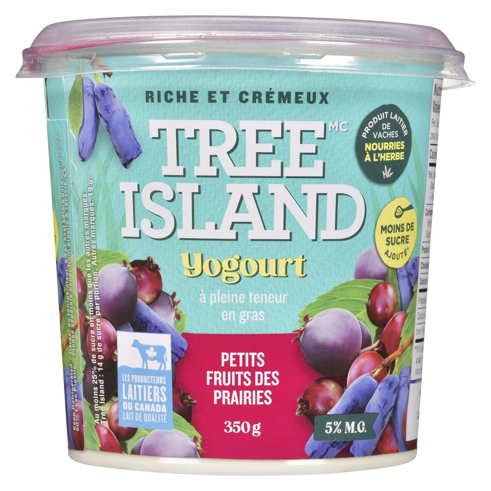 Tree Island Gourmet Yogurt Yogourt petits fruits des prairies nourries à l'herbe 5% M.G. 350g