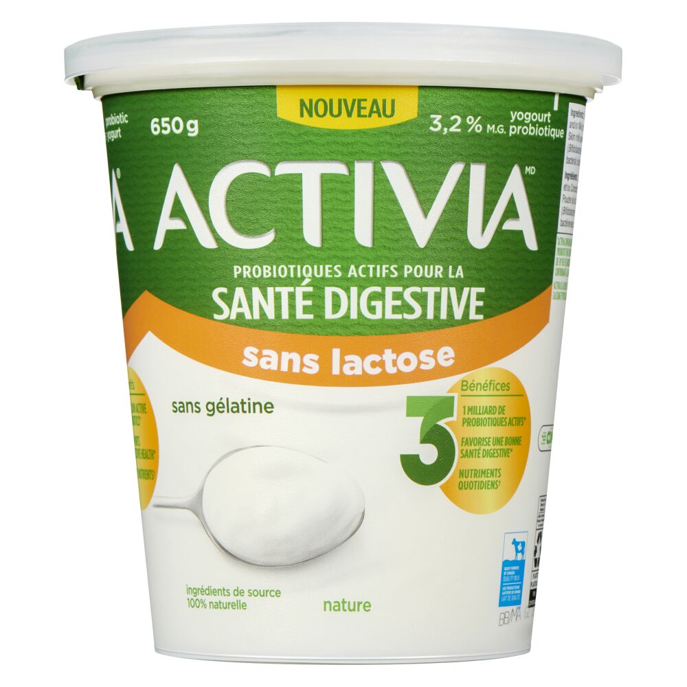 Activia Yogourt probiotique nature asans lactose 650g