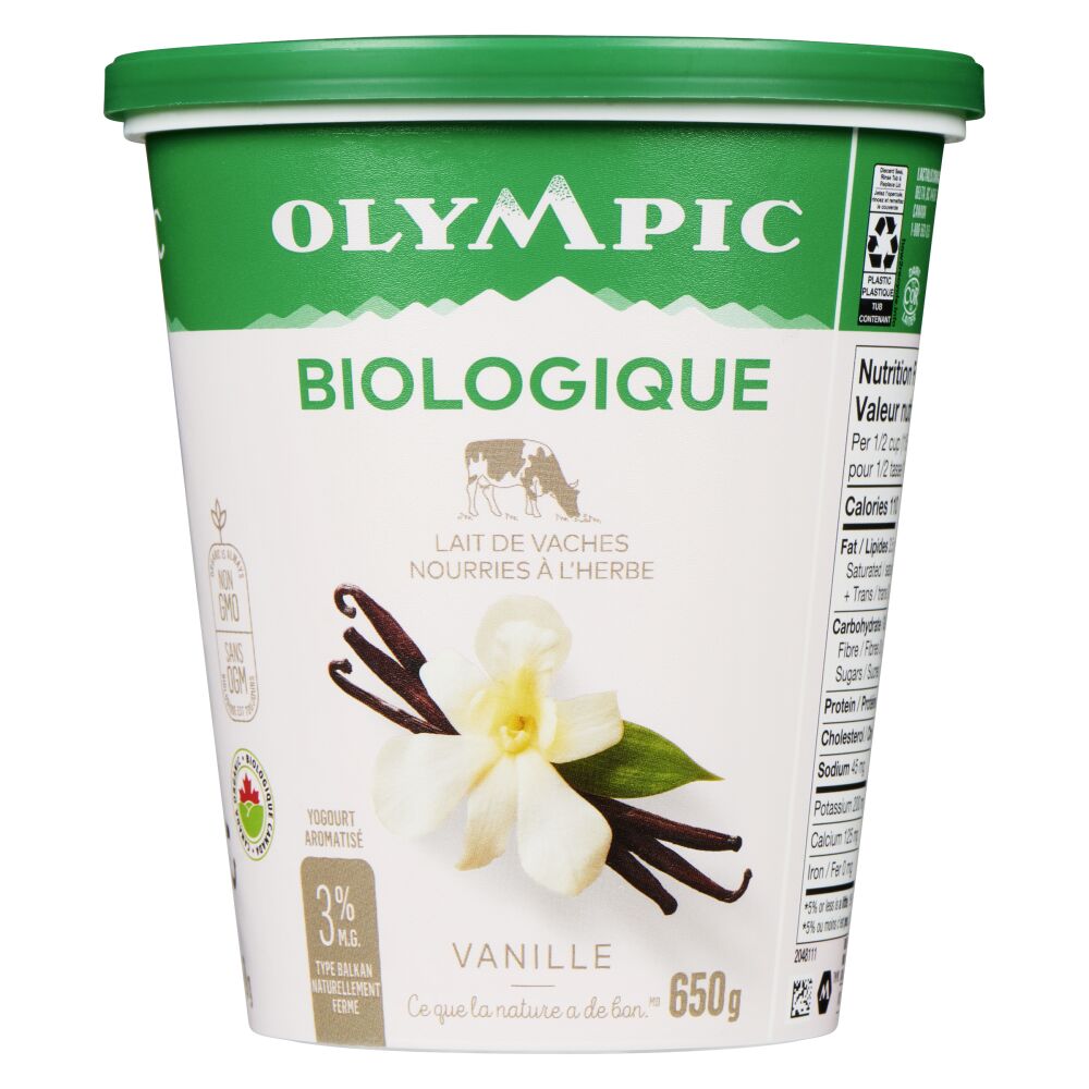 Olympic Yogourt  biologique de type balkan vanille3% M.G. 650g
