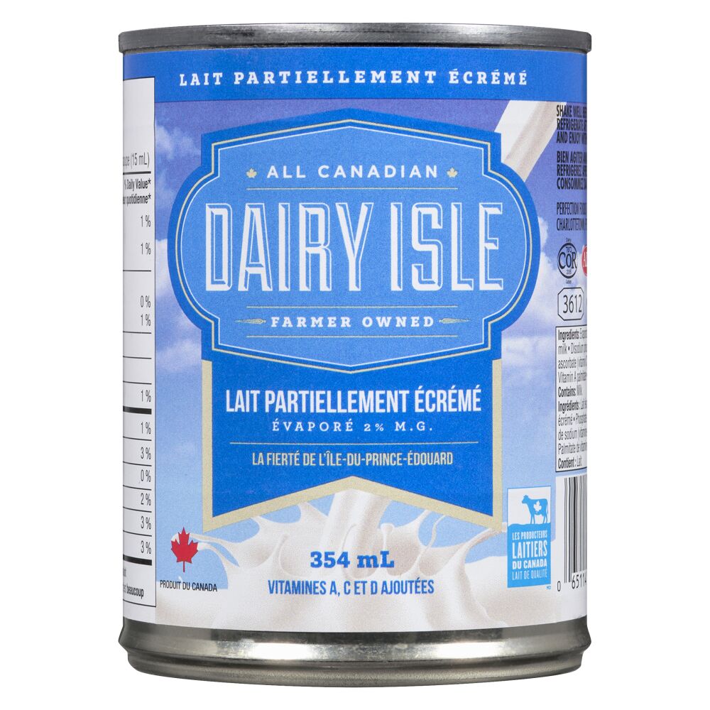 Dairy Isle Lait évaporé partiellement écrémé 2% M.G. 354ml