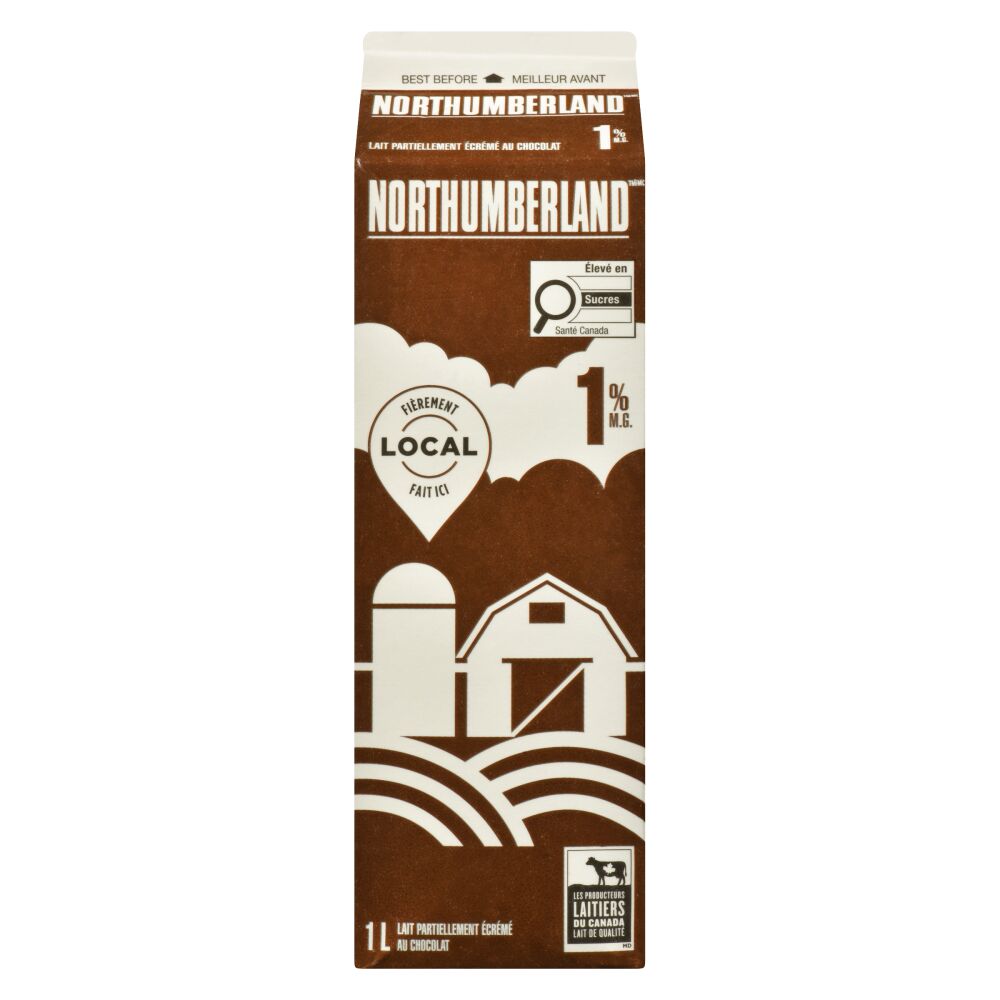 Northumberland Lait partiellement écrémé au chocolat 1% M.G. 1L