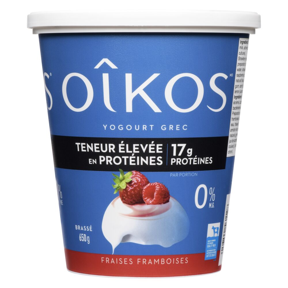 Oîkos Yogourt grec fraises framboises 0% M.G. 650g