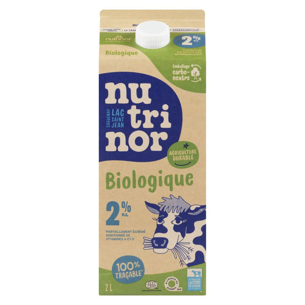 Nutrinor Lait nordique partiellement écrémé biologique 2% M.G. 2L