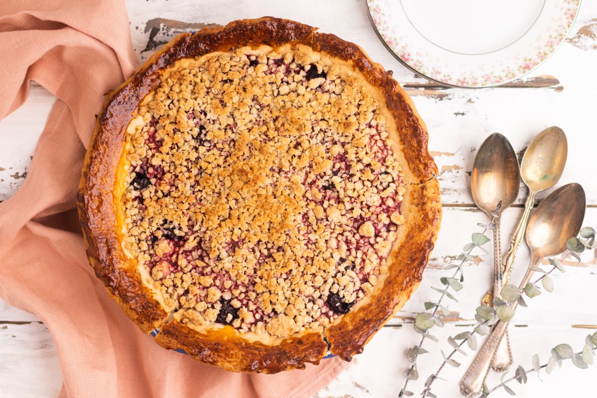 Tarte crumble aux cerises & au citron