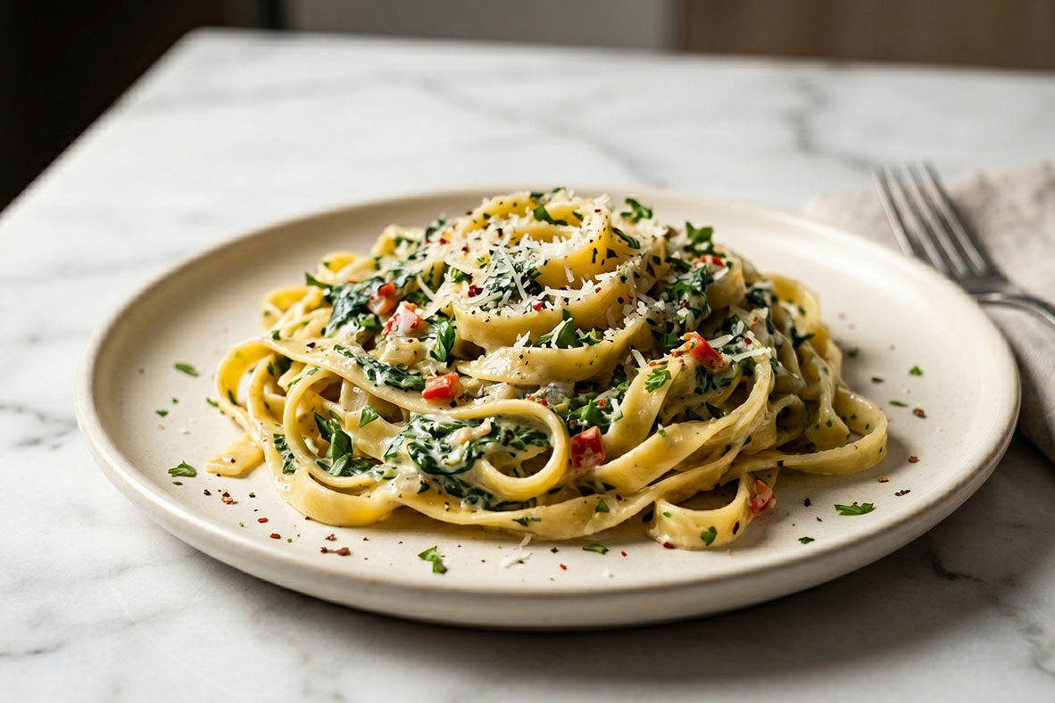 Fettucine aux épinards