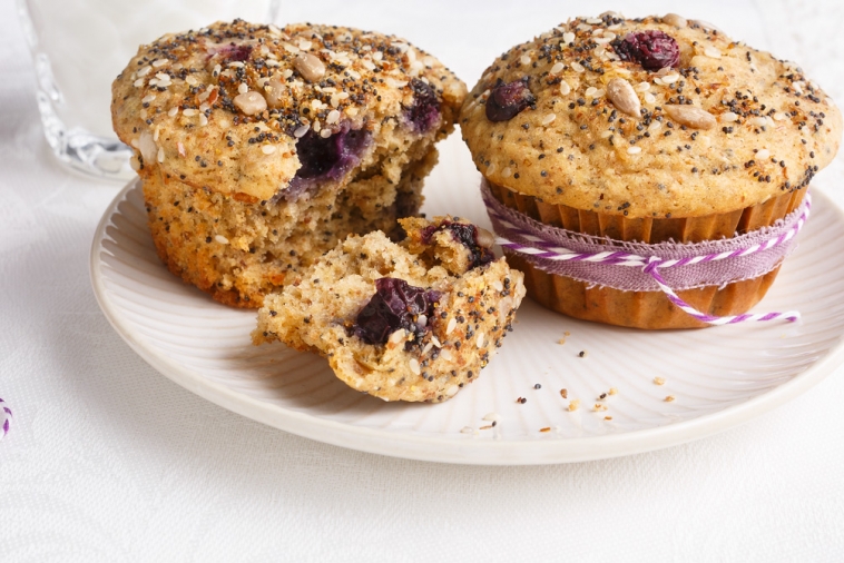 Muffins aux bleuets et aux quatre graines