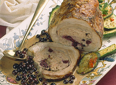 Poitrine de porc farcie aux bleuets, sauce à la crème