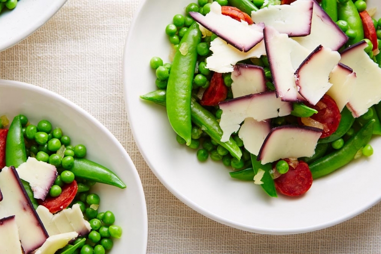 Pois verts au Cheddar et au chorizo