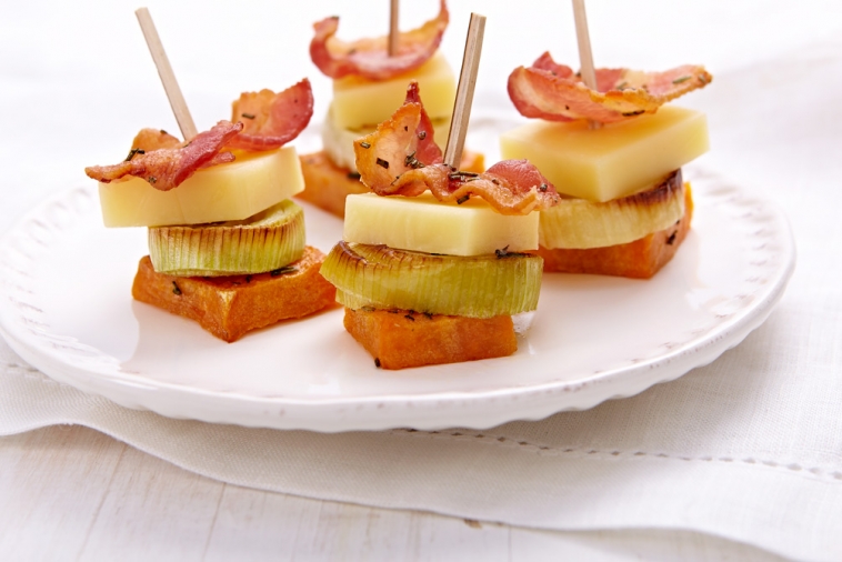Brochettes de patates douces et Cheddar