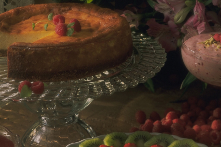 Gâteau au fromage et son coulis de framboises