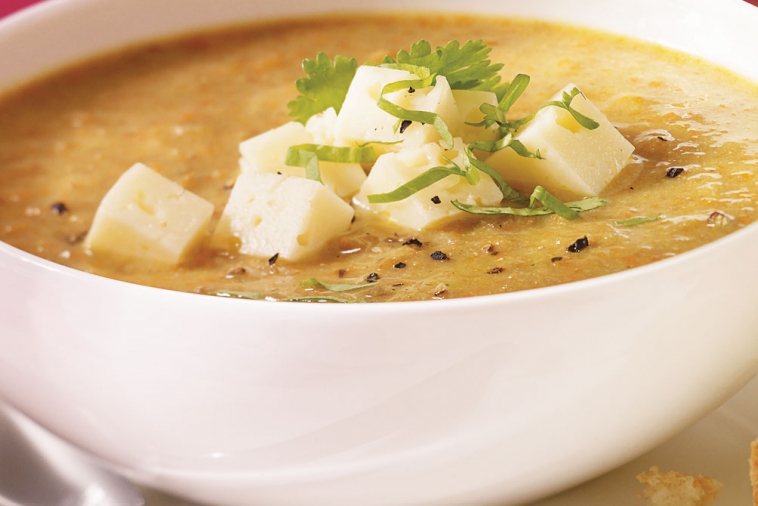 Potage indien aux lentilles et à l'Havarti