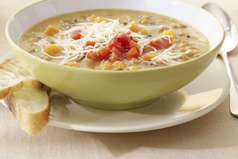 Soupe aux lentilles au gouda