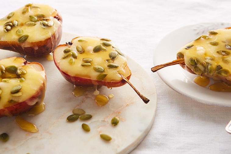 Poires au miel gratinées au four