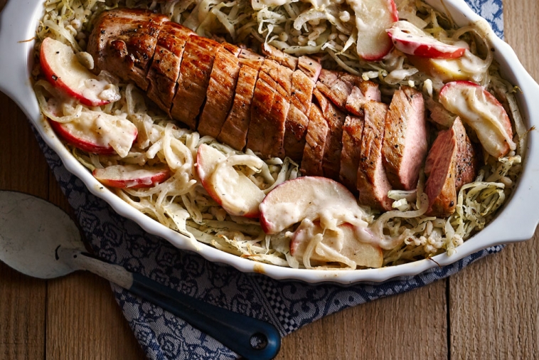 Casserole d’orge au porc, à la pomme et au chou