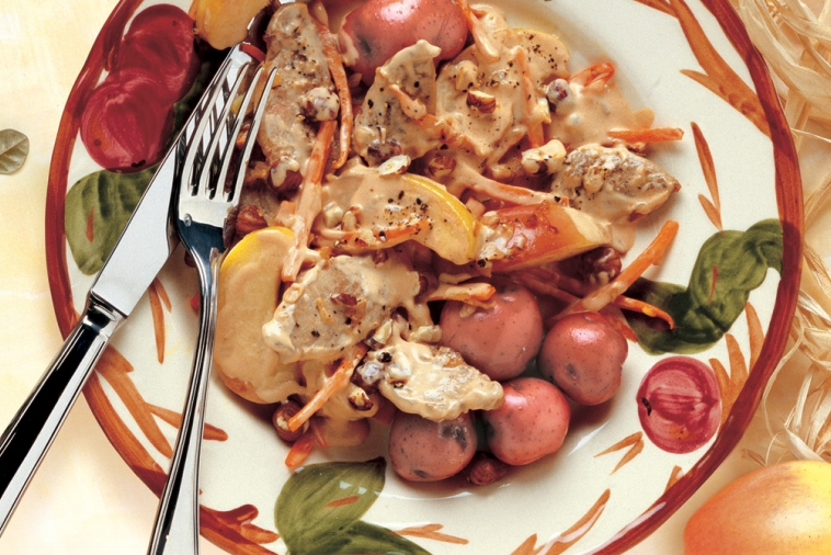 Filet de porc aux pommes et aux noisettes