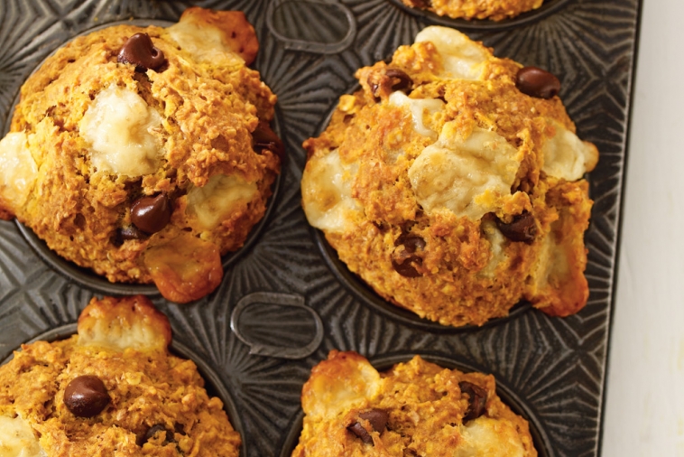 Muffins à la citrouille, au chocolat et au Cheddar