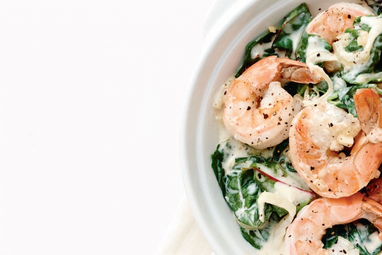 Sauté aux crevettes et aux légumes verts