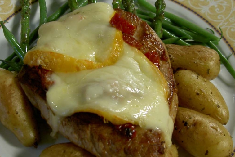 Escalope de veau aux tomates séchées et Mamirolle fondant