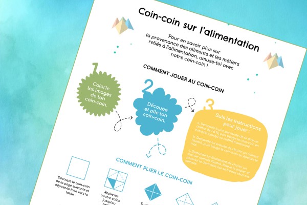 Illustration de la fiche du jeu de coin-coin sur l’alimentation