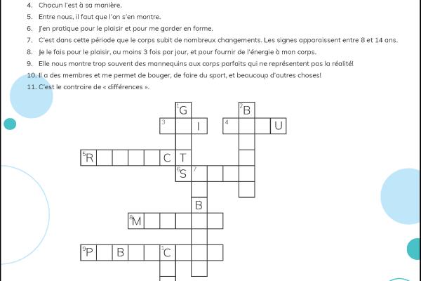 Mon image corporelle en mots croisés