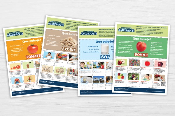 La collection, Les aliment c’est amusant! Quatre fiches d’aliments avec des idées d'activités amusantes comme des bricolages, des nombres, des collations et des jeux de rôles.