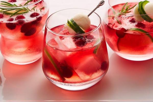 Gin tonic aux canneberges et bocconcini