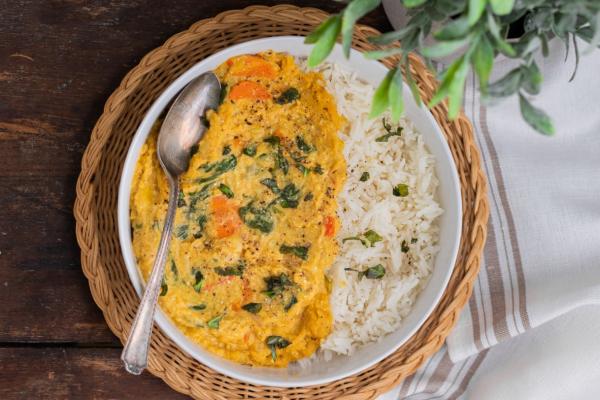 Pumpkin, Coral Lentil & Coconut Milk Curry With Ricotta Cheese