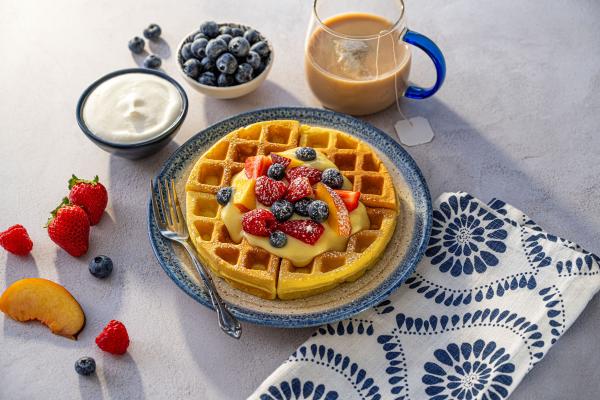 Belgian Waffles and Vanilla Custard
