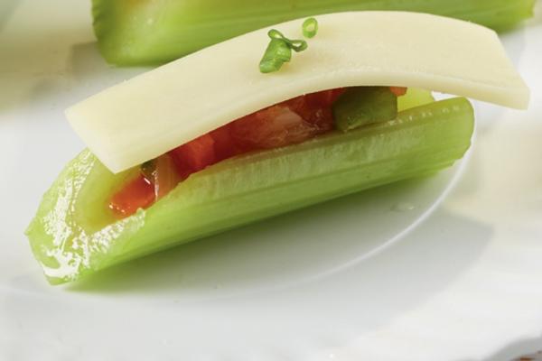 celery with mozzarella and salsa