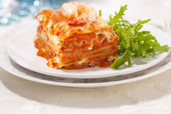 creamy seafood lasagna with herbs