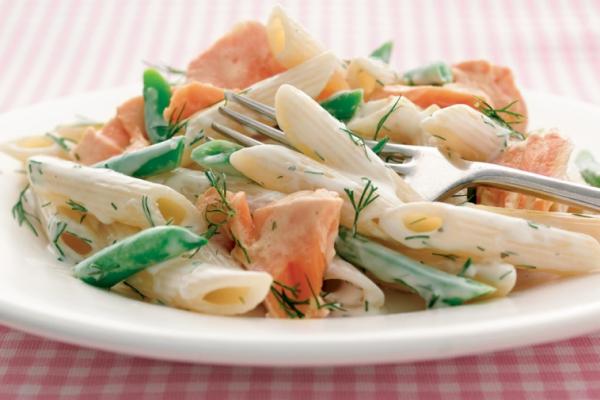 penne with salmon herbs and garlic