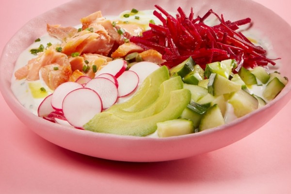 salmon veggies and yogurt bowl salmon veggies and yogurt bowl