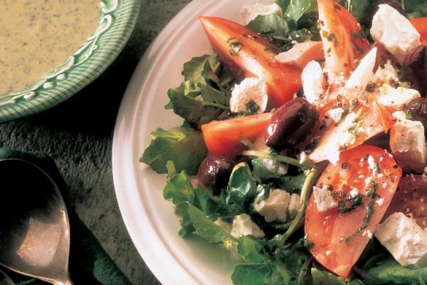 tomato and feta cheese salad with basil