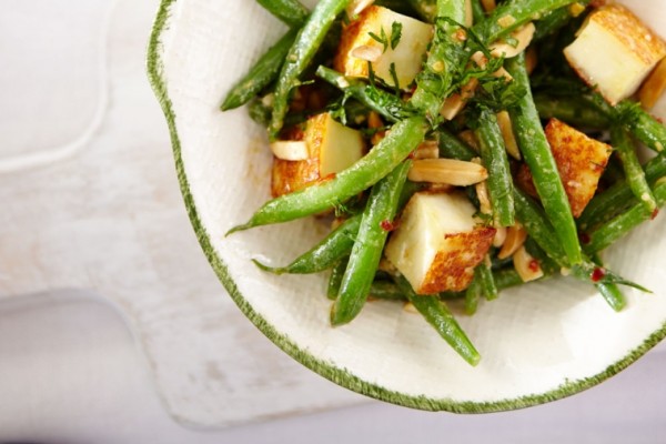 warm green bean and grilled paneer salad warm green bean and grilled paneer salad