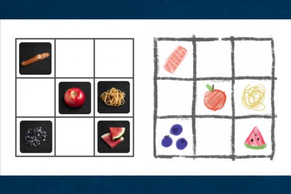Carte de bingo affichant des images d’aliments dans les cases. 