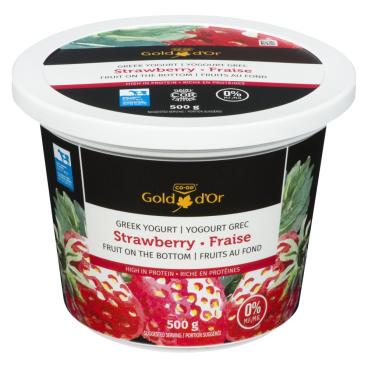 CO-OP Gold Strawberry Greek Yogurt Fruit On The Bottom 0% M.F. 500g