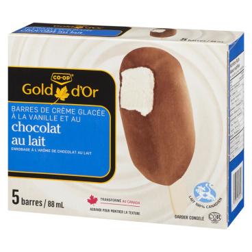 CO-OP Gold Barres de crème glacée vanille et chocolaté au lait 5x88ml