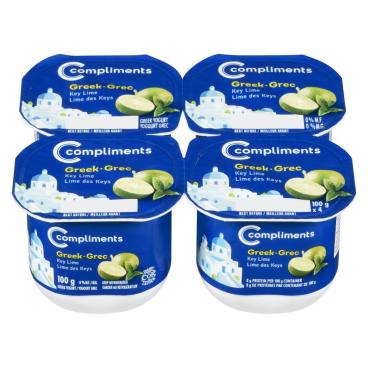 Compliments Key Lime Greek Yogurt 0% M.F 4x100g