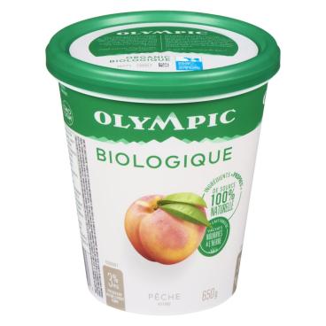 Olympic Yogourt biologique pêche de type balkan 3% M.G. 650g