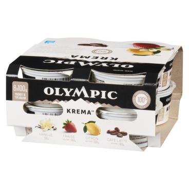 Olympic Krema Yogourt de type balkan vanille fraise citron café latte 8% et 9% M.G. 8x100g