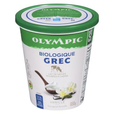 Olympic Yogourt grec biologique vanille 3.5% M.G. 650g