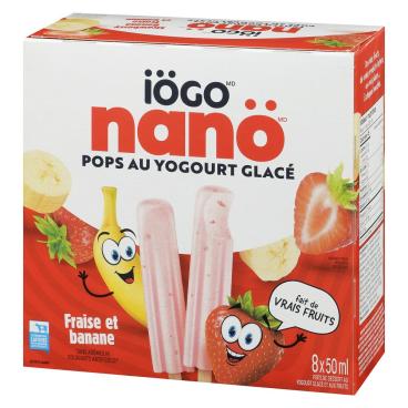 Iögo Nanö Pops au yogourt glacée fraise et banane 8x50ml