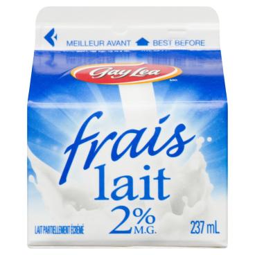 Gay Lea Lait partiellement écrémé 2% M.G. 237ml