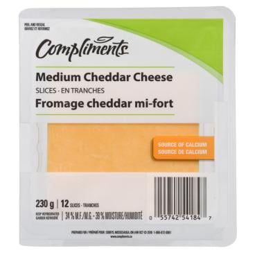 Compliments Sliced Medium Cheddar 230g