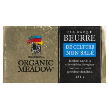Organic Meadow Beurre de culture non salé biologique 454g
