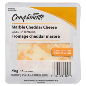Compliments Sliced Marble Cheddar 230g