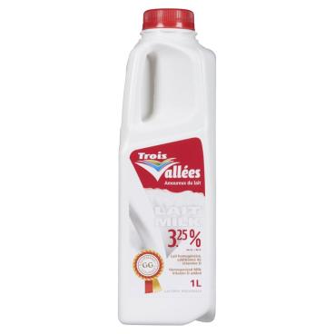 Laiterie des Trois Vallées Inc Homogenized Milk 3.25% M.F. 1L