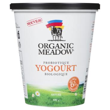 Organic Meadow Yogourt nature probiotique biologoique 6% M.G. 650g
