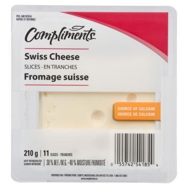 Compliments Sliced Swiss 210g